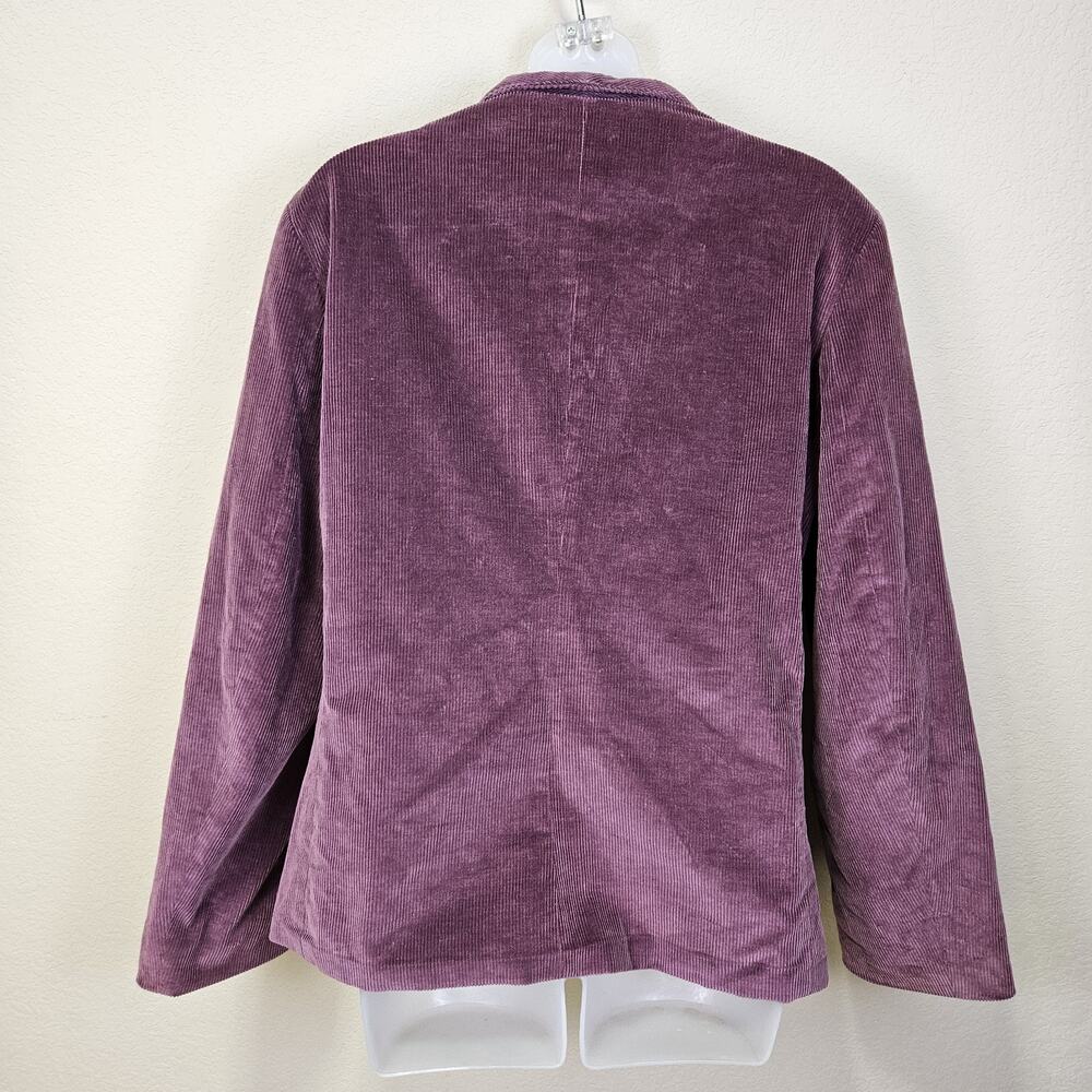 VTG 70s 80s Womens 12 Blazer Corduroy Jacket Japan Leather Button Plum Purple - Picture 5 of 16